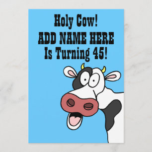 Heilige Kuh 45. Geburtstag Funny Cartoon Einladung