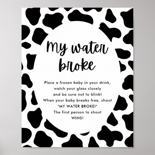 Heilige Kuh Baby Dusche Mein Wasser Broke Spiel Sc Poster (Vorne)
