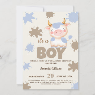 Heilige Kuh Bauernhof Tier Junge Baby Shower Einladung