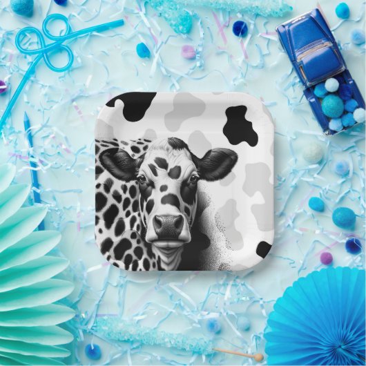 Heilige Kuh! Birthday Party in Schwarz/Weiß Pappteller (Party)