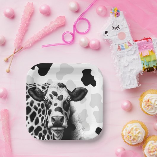 Heilige Kuh! Birthday Party in Schwarz/Weiß Pappteller (Party)