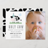 Heilige Kuh Blauer Schmetterling Junge 1. Geburtst Einladung (Vorne/Hinten)