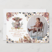 Heilige Kuh Blüte 1. Geburtstag Foto Einladung (Vorderseite)