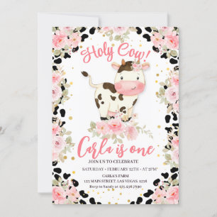 Heilige Kuh Blüte und Kuh Print Geburtstag Einladung