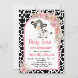 Heilige Kuh Boho Baby Dusche Rosa Farm Mädchen Blü Einladung