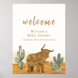 Heilige Kuh Boho Cactus Desert Baby Dusche Willkom Poster
