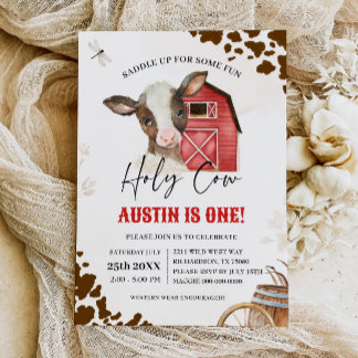 Heilige Kuh Cowboy First Rodeo FARM GEBURTSTAG Einladung