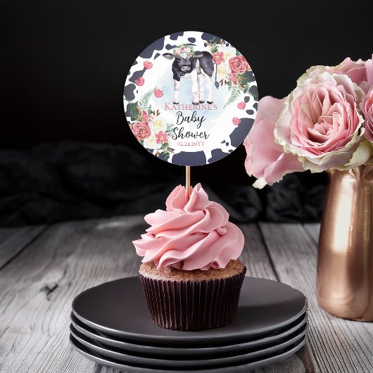 Heilige Kuh, das ist ein Baby-Dusche für Mädchen. Runder Aufkleber