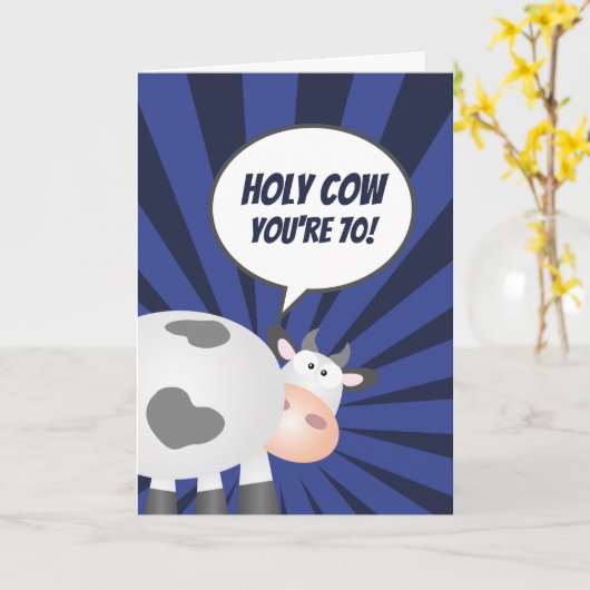 Heilige Kuh Du bist 70 Niedlich Happy 70. Geburtst Karte (Gelbe Blume)