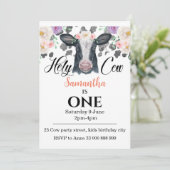 Heilige Kuh Erster Geburtstag Einladung (Stehend Vorderseite)