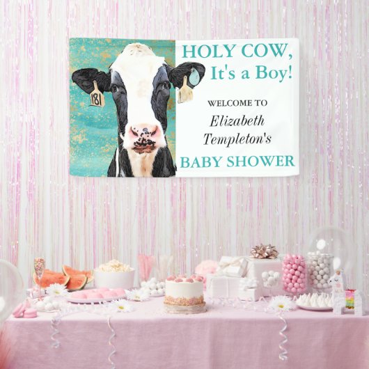 Heilige Kuh Es ist eine junge Babydusche Holstein Banner (Party)