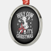 Heilige Kuh Es ist Weihnachten Funny Cow Lover Far Ornament Aus Metall (Links)