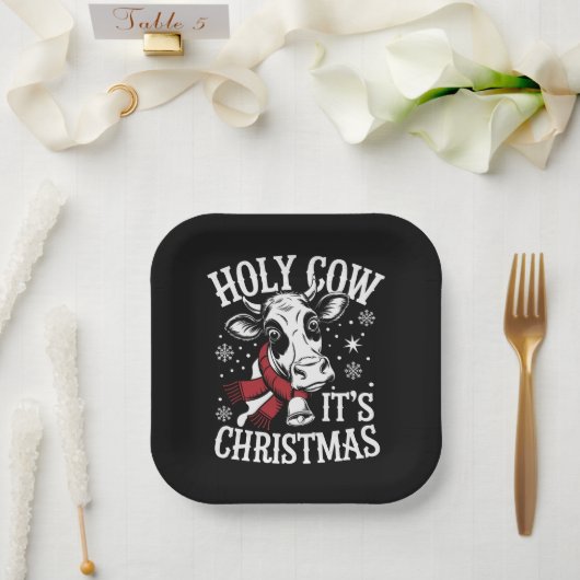 Heilige Kuh Es ist Weihnachten Funny Cow Lover Far Pappteller (Hochzeit)