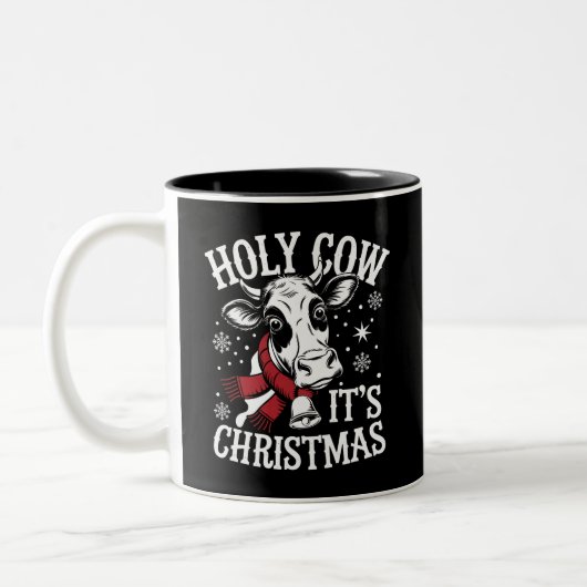 Heilige Kuh Es ist Weihnachten Funny Cow Lover Far Zweifarbige Tasse (Links)