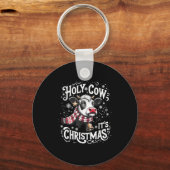 Heilige Kuh Es ist Weihnachten Funny Kuh Lover Far Schlüsselanhänger (Vorderseite)
