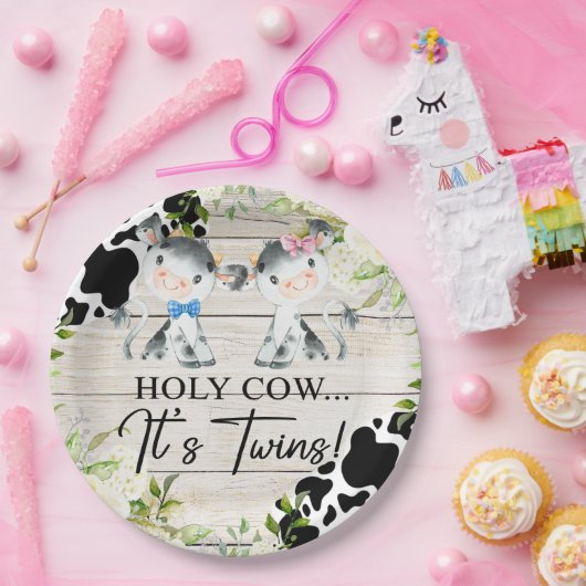 Heilige Kuh, es sind Zwillinge Baby Dusche Papier Pappteller (Party)