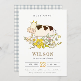 Heilige Kuh Farm Blumenkinder jeden Alters Geburts Dankeskarte