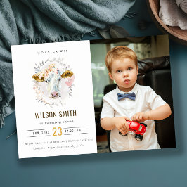 Heilige Kuh Farm Kinder Foto jedes Alters Geburtst Dankeskarte