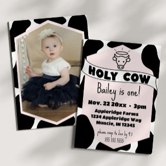 Heilige Kuh Foto Kid Cow Print Niedlich Modern Geb Einladung
