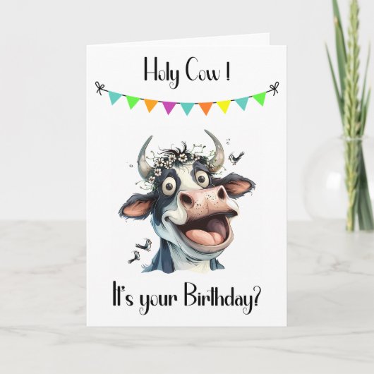 Heilige Kuh Funny Geburtstagskarte Karte (Vorderseite)