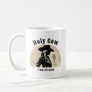 Heilige Kuh Funny Vintag Cowgirl 50. Geburtstag Kaffeetasse