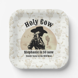 Heilige Kuh Funny Vintag Cowgirl 50. Geburtstag Pappteller
