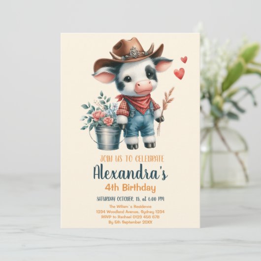 Heilige Kuh Geburtstag Einladung (Stehend Vorderseite)