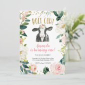Heilige Kuh Girl Floral Geburtstag Einladung (Stehend Vorderseite)