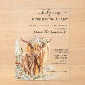 Heilige Kuh Highland Calf Baby Dusche Boho Acryleinladungen (Vorderseite)