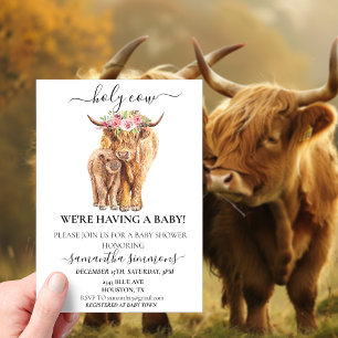 Heilige Kuh Highland-Kalb Babyparty Acryleinladungen