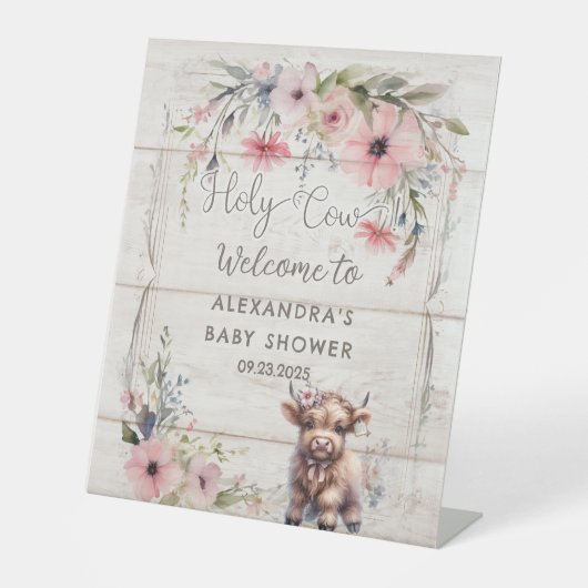 Heilige Kuh Hochland Blume Niedlich Adorable Baby  Sockelschild (Vorderseite)