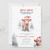 Heilige Kuh Hochland Kuh Elegant Winter Baby Dusch Einladung (Vorderseite)