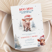 Heilige Kuh Hochland Kuh Elegant Winter Baby Dusch Einladung