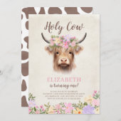 Heilige Kuh Hübsch 1. Geburtstag Party Einladung (Vorne/Hinten)