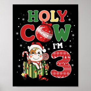 Heilige Kuh Ich bin 3 Geburtstag Junge 3. Kuh Farm Poster