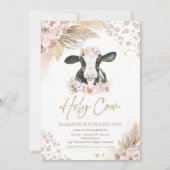 Heilige Kuh ich bin ein Boho Pampas Grass Kuh Gebu Einladung (Vorderseite)