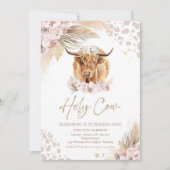 Heilige Kuh Ich bin ein Boho Pampas Highland Kuh G Einladung (Vorderseite)