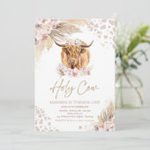 Heilige Kuh Ich bin ein Boho Pampas Highland Kuh G Einladung (Stehend Vorderseite)