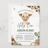 Heilige Kuh Ich bin ein Cowboy Highland Kuh Geburt Einladung (Vorderseite)