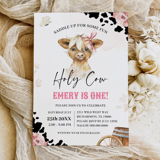 Heilige Kuh Ich bin ein Cowboy Highland Kuh Geburt Einladung