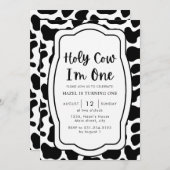 Heilige Kuh Ich bin ein erster Geburtstag Einladung (Vorne/Hinten)