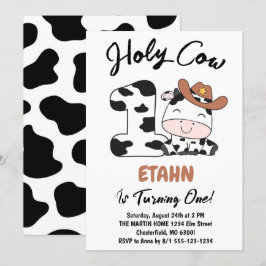 Heilige Kuh Ich bin ein Junge 1. Geburtstag Party  Einladung