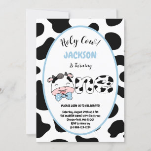 Heilige Kuh Ich bin ein Junge 1. Geburtstag Party Einladung