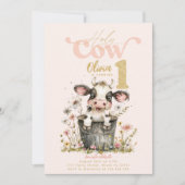 Heilige Kuh ich bin ein Kuh Mädchen Pink ersten 1. Einladung (Vorderseite)