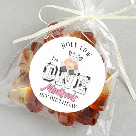 Heilige Kuh ich bin ein Mädchen 1. Geburtstag Part Runder Aufkleber