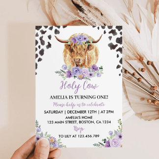 Heilige Kuh Ich bin ein Mädchen erste Geburtstagse Einladung