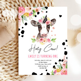Heilige Kuh Ich bin ein Mädchen Farm Tiere Geburts Einladung