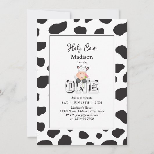 Heilige Kuh Ich bin ein Mädchen oder Junge Baby Er Einladung (Vorderseite)