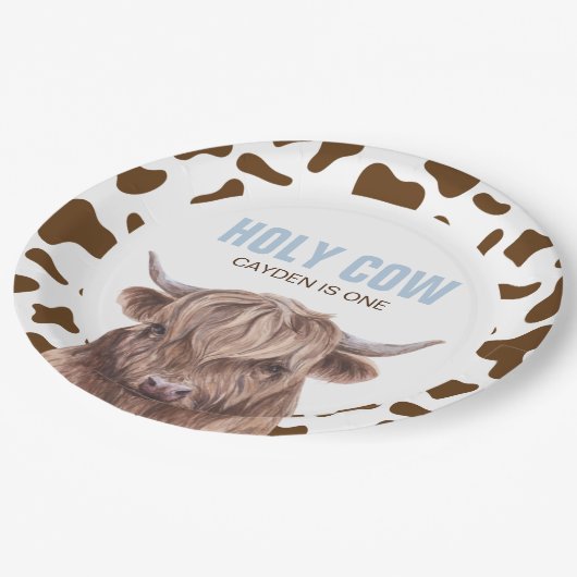 Heilige Kuh Ich bin eine braune Kuh Print Geburtst Pappteller (Schrägansicht)