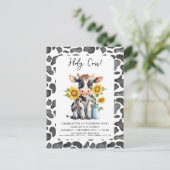 Heilige Kuh ich bin eine Sonnenblumen Farm 1. Gebu Einladungspostkarte (Stehend Vorderseite)